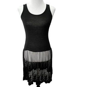 PPLA Unders Slip Dress Extender sz S Layering Tulle Lace Skirt Black Lagenlook